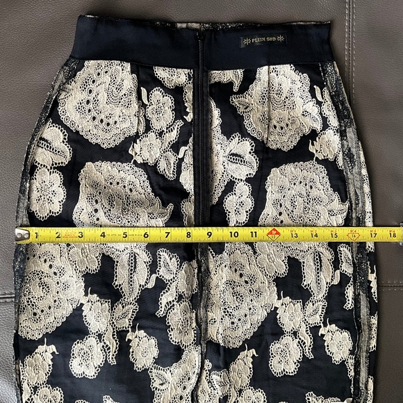 Plein Sud Indie Grunge Floral  Mesh Sharp Pencil Skirt Vamp Chic Black Gray FR38 - Picture 9 of 13